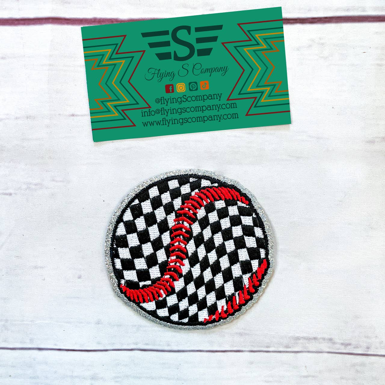 Flying S Company - Wholesale Patch - Checkered Baseball Patch (Patch ONLY)0