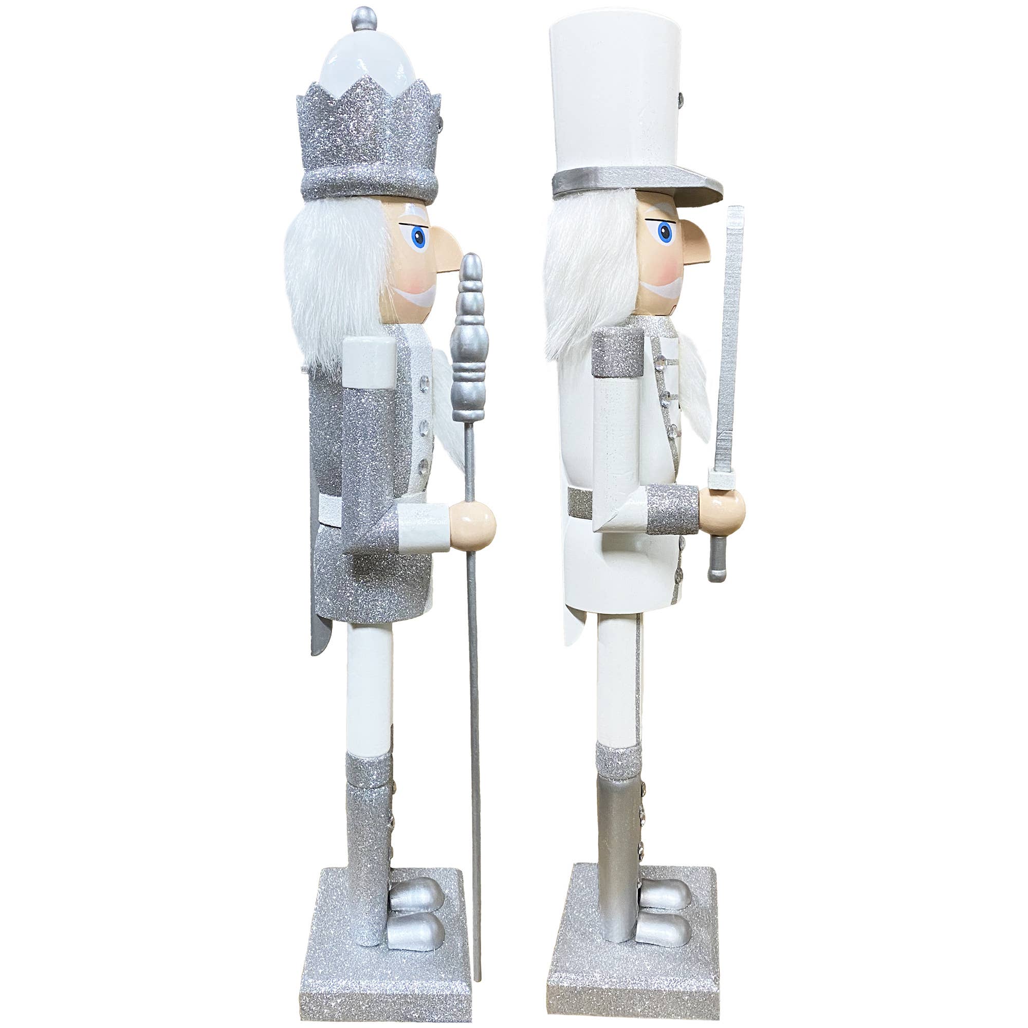 Santa’s Workshop Inc. - Wholesale Holiday Nutcracker - 24" White and Silver Nutcrackers, 2 asst.2