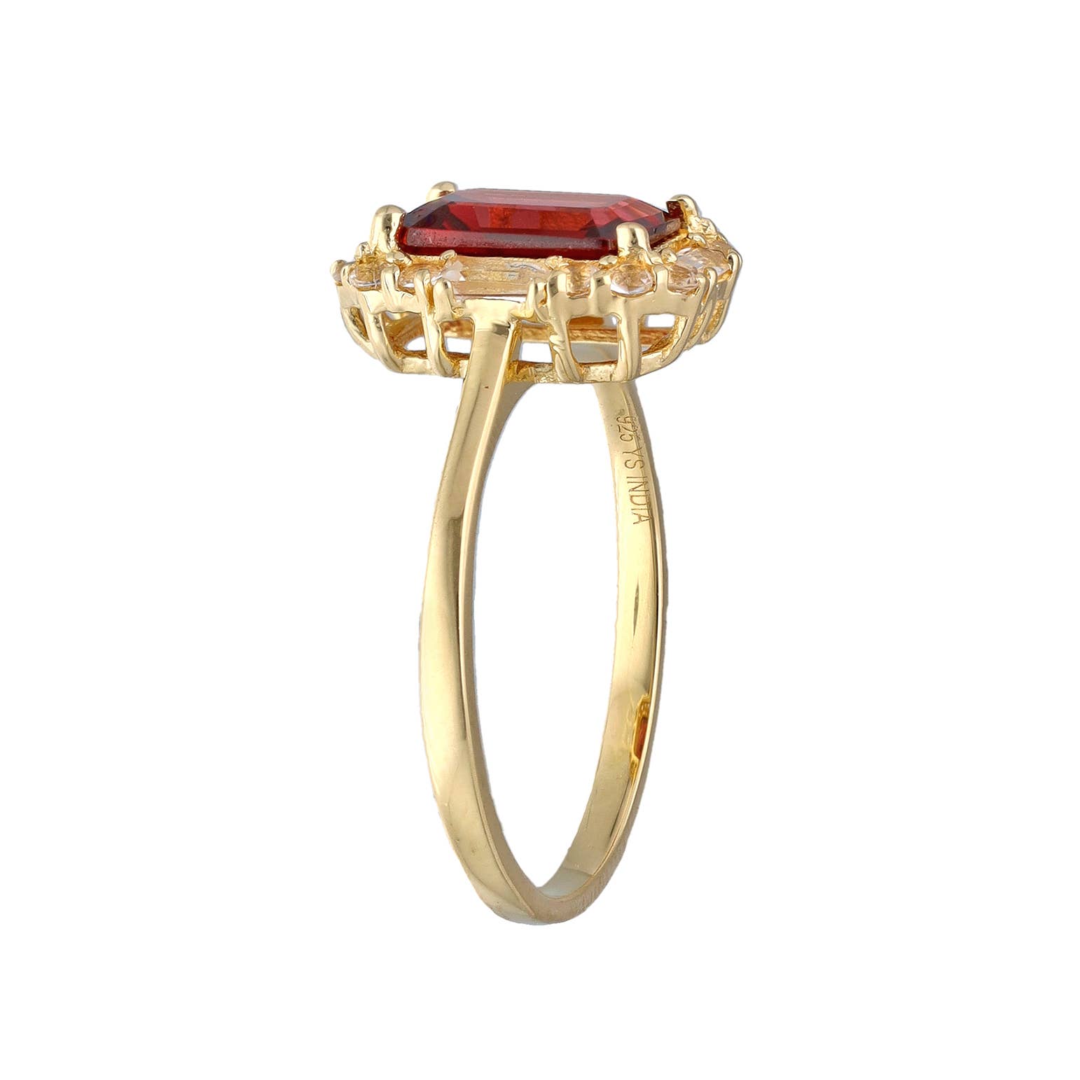 Tiramisu - Wholesale Single Stone/Solitaire Ring - Gold Plated 925 Silver Garnet White Topaz Solitaire Ring2