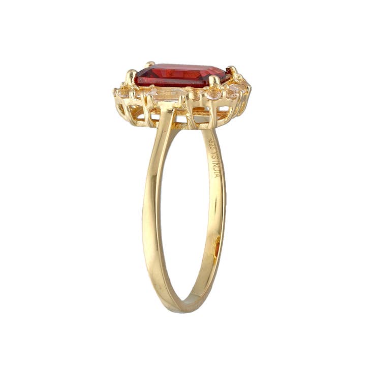 Tiramisu - Wholesale Single Stone/Solitaire Ring - Gold Plated 925 Silver Garnet White Topaz Solitaire Ring2