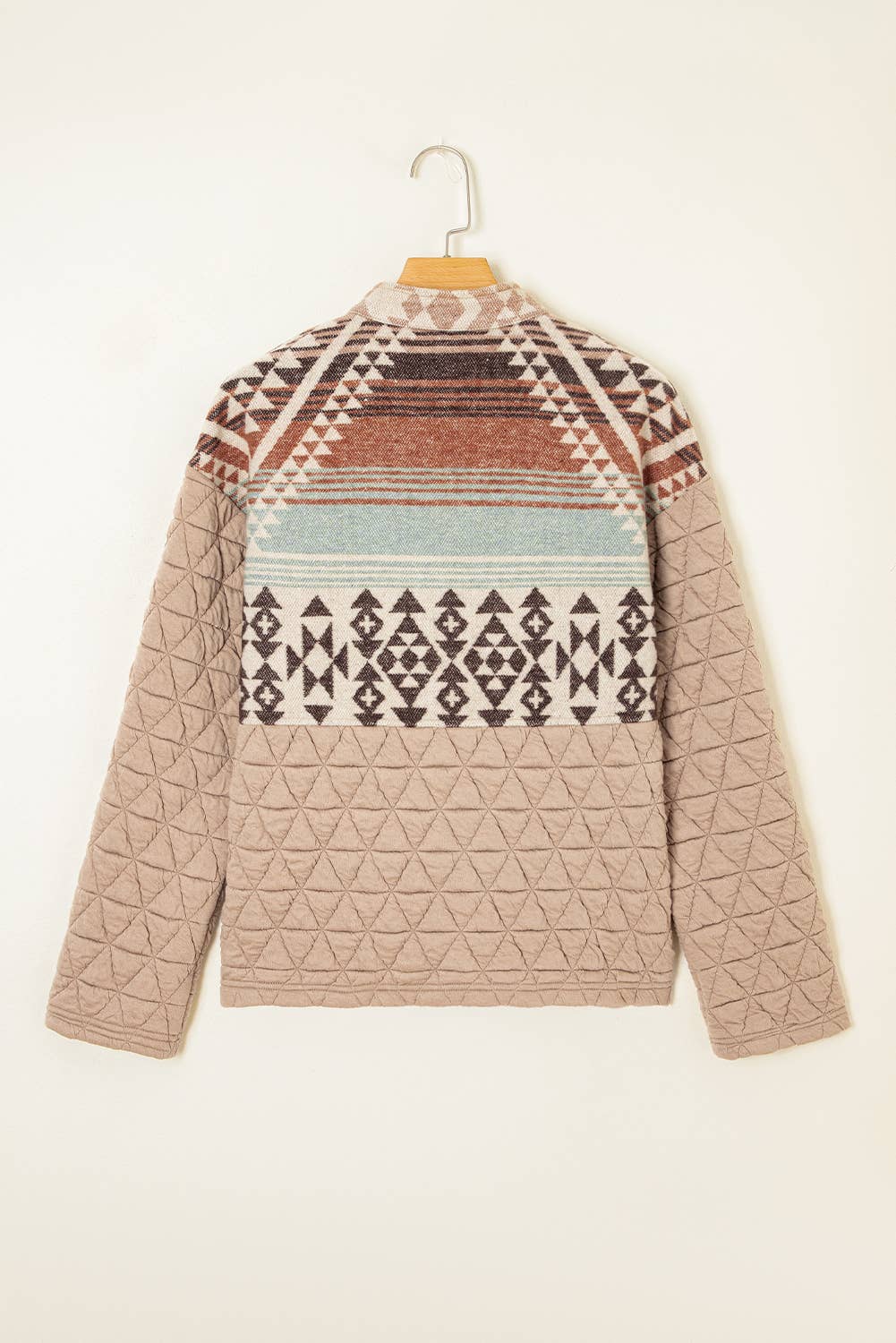 Beige Veste de mode western aztèque matelassée patchwork 66 (S-XL) en vente sur Faire3