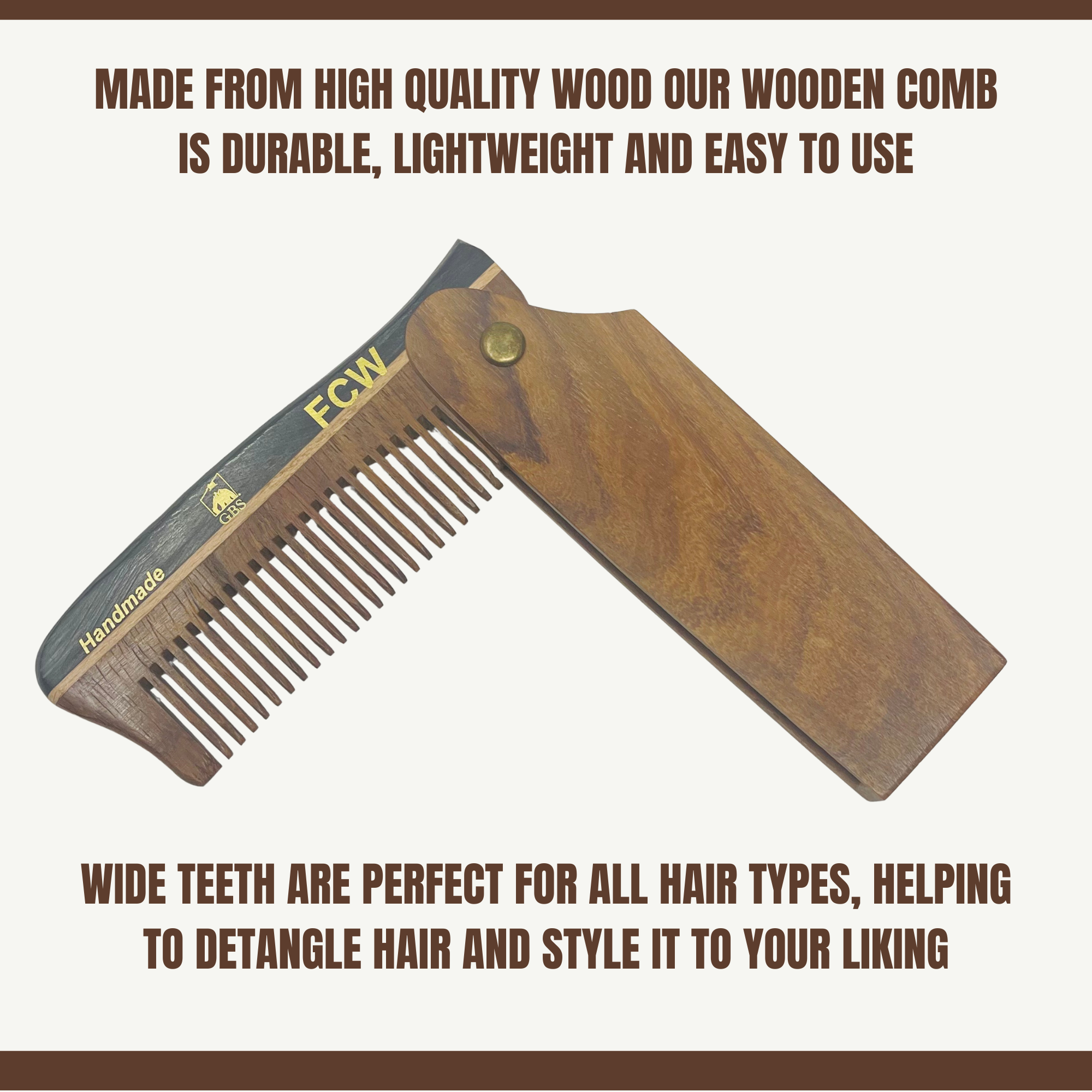 GENTS FINE GROOMING PRODUCTS - Wholesale Beard Brush/Comb - G.B.S Handmade Folding Wooden Hair & Beard Comb 2