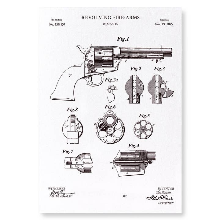 PATENT OF REVOLVING FIRE-ARMS (1875): 2xPrints for wholesale by Ezen Trade
