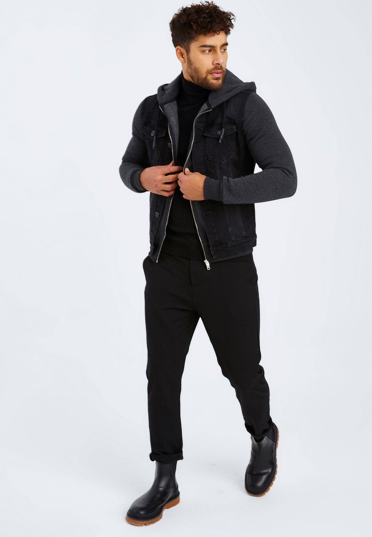 Leif Nelson GmbH - Wholesale Jacket - Men's - Men's Denim Jacket Hood LN-575711