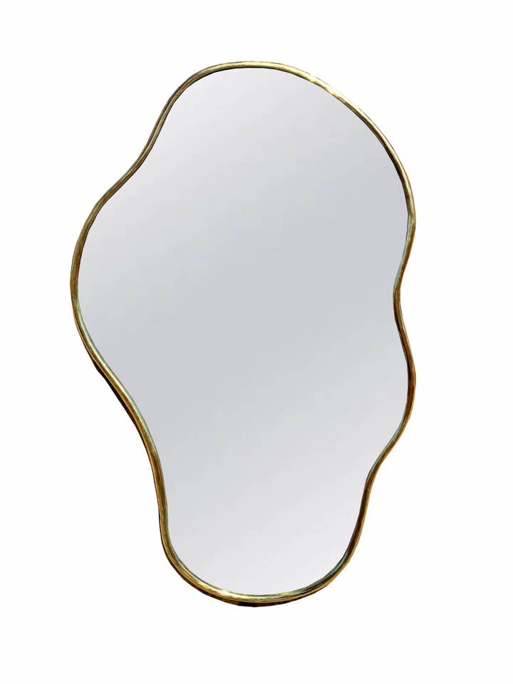 Asymmetrical Brass Mirror for wholesale by Palmeraies
