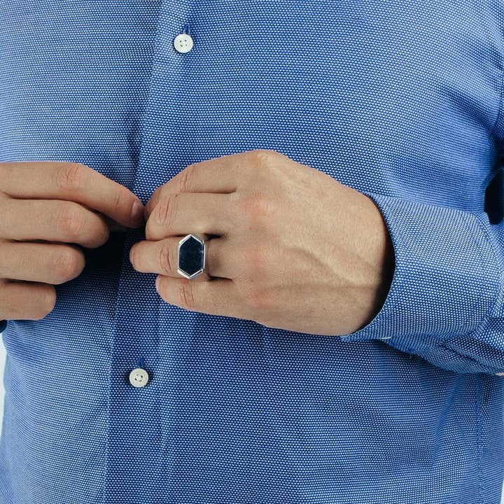 Blackskies - Wholesale Cocktail/Statement Ring - Abyss Ring Silver - Blue Agate2