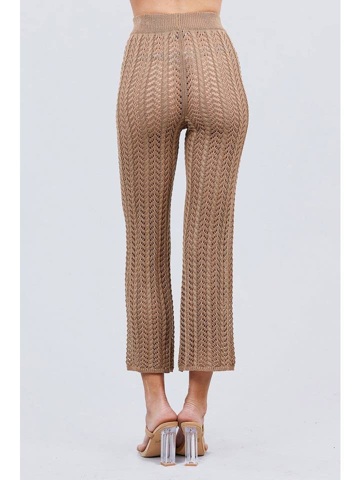 CC Wholesale Clothing - Venta al por mayor Pantalones - Mujer - Pantalones suéter de rejilla largos acampanados