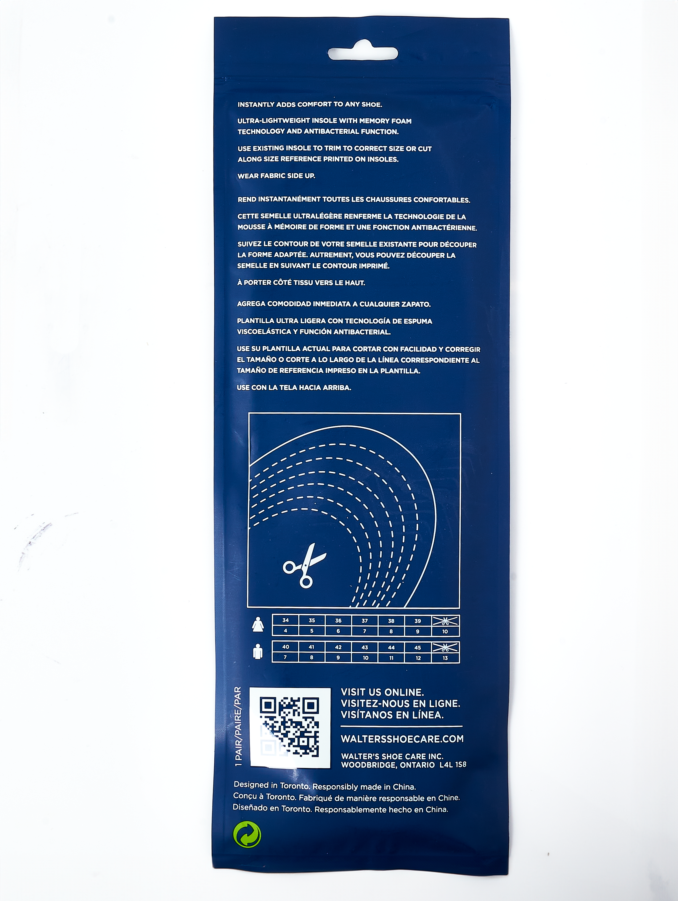 Walter's Shoe Care - Wholesale Inserts/Soles - Unisex - Gel Cut-To-Fit Insole1