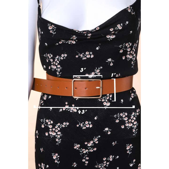 Anarchy Street - Wholesale Belt - Women's - Faux Leather Rectangle Cutout Buckle Fashion Belt