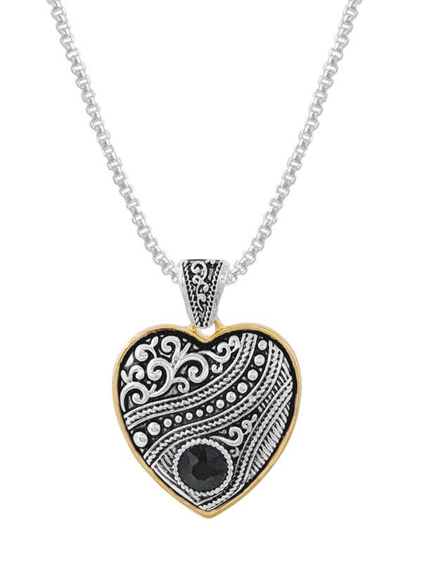 ( S303 ) METAL FILIGREE HEART PENDANT NECKLACE for wholesale by Jewelry Max