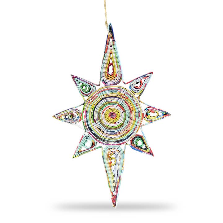 Lång stjärna, handgjord återvunnet pappersprydnad för wholesale av REECII