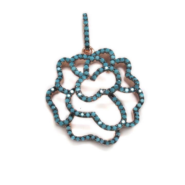 Sterling Silver Flower with Turquoise CZ (2 Metal Colors) for wholesale by Atlanta Jewelers Supply