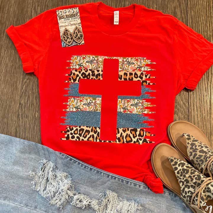 Leopard Floral Cross for wholesale by Southern Attitude Designs Inc