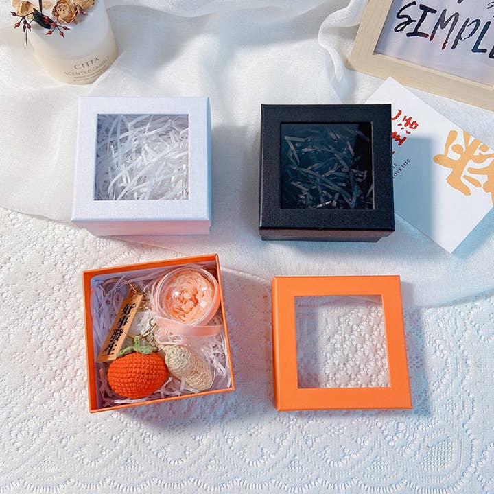 Boîte-cadeau porte-clés fleur préservée créative avec logo pour la vente par MoodGold