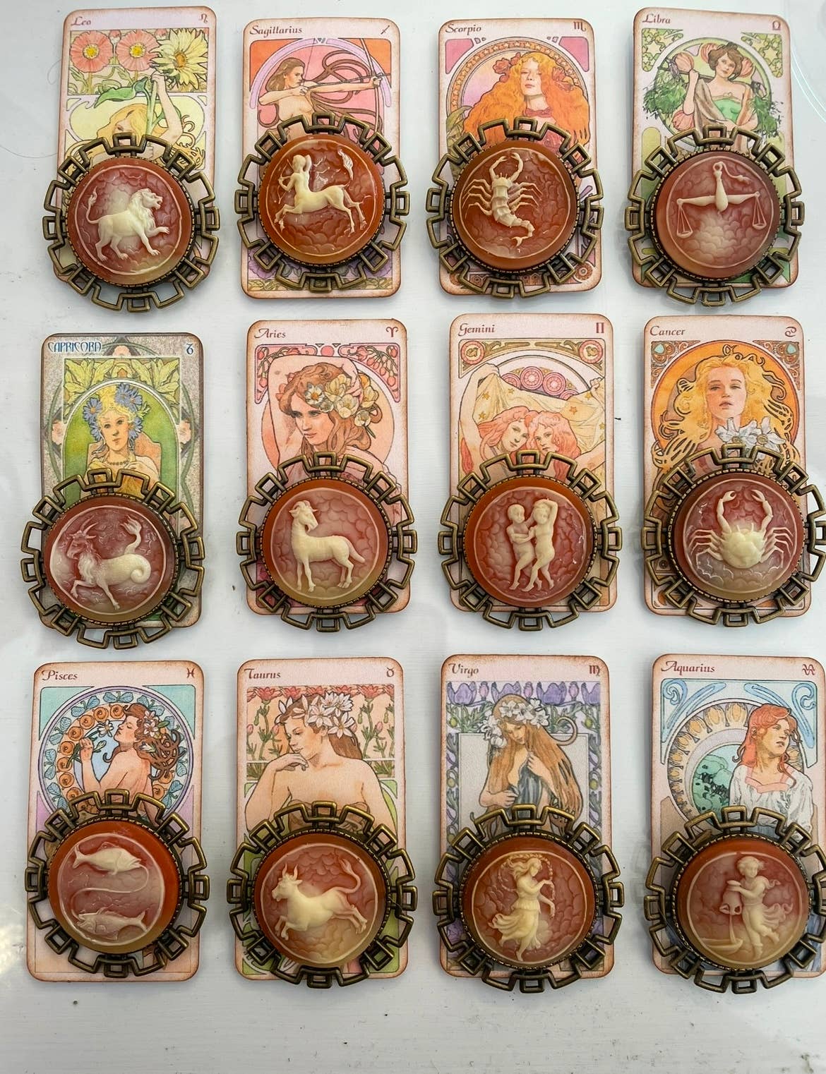 Savannah Hoffman Designs Artisan Jewelry - Wholesale Lapel Pin/Button - Vintage Zodiac Cameo Pins-Fashion/Gift/Metaphysical/Museum2