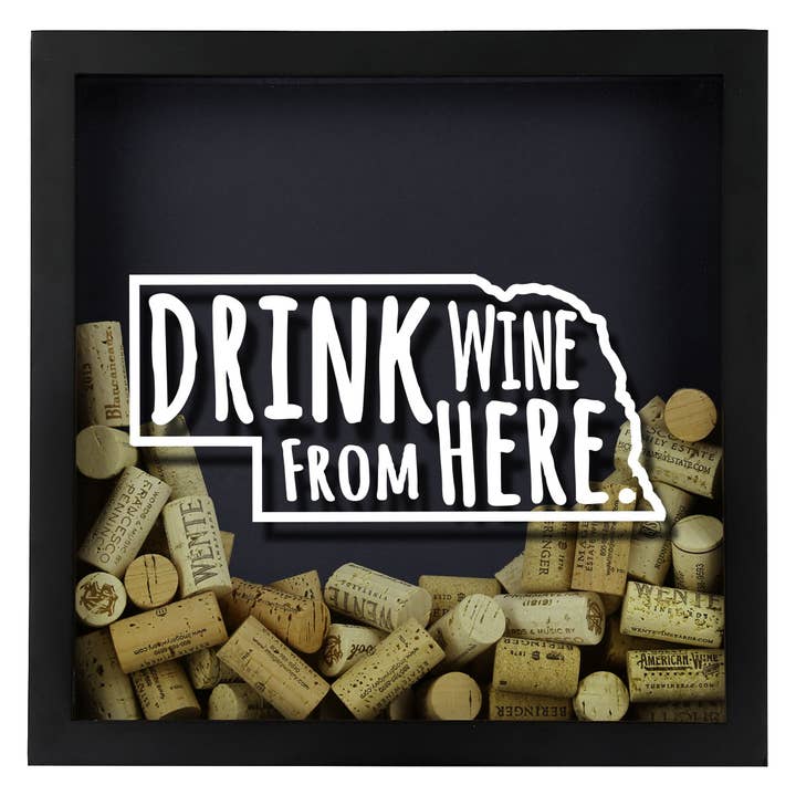 Torched Products - Wholesale Sign - Drink Wine From Here Beer Cap Shadow Box - Black20