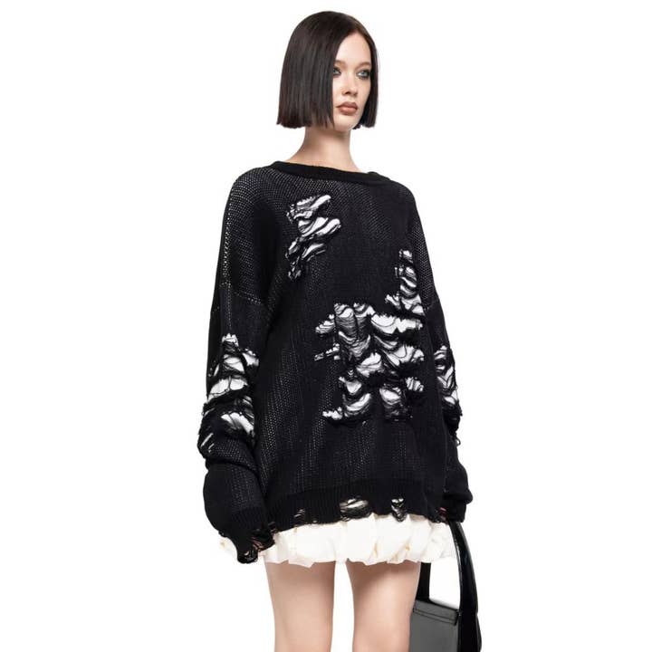 Marayn - Wholesale Knit Sweater - Women's - 2025 NEW Oversized Knit Chic Distressed Cozy Autumn Vibes8