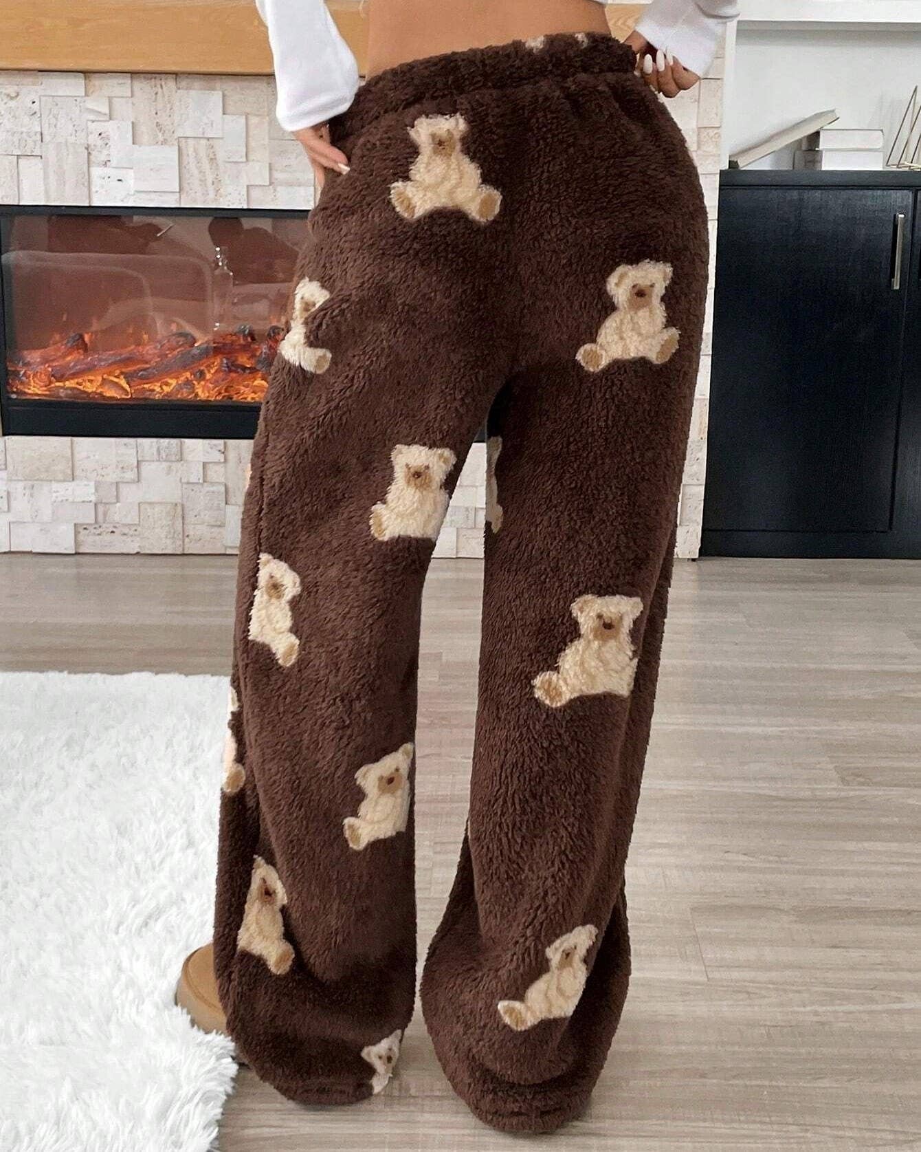 Rosa Clothing - Wholesale Pants - Women's - Casual Bear Pattern Winter Furry Pants5
