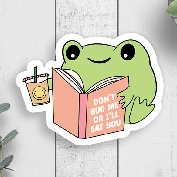 Don't Bug Me Frog Vinyl Sticker for wholesale by Expression Design Co