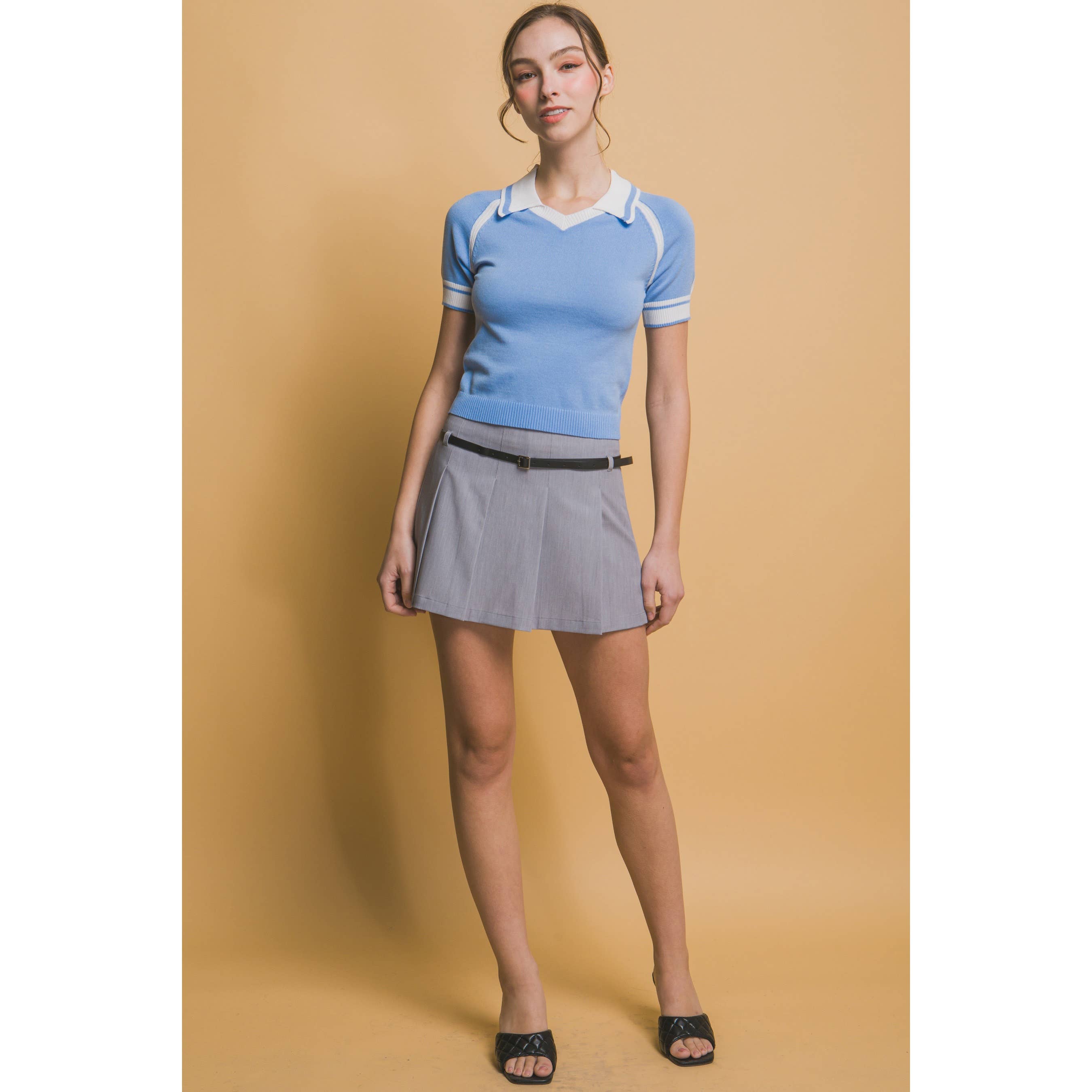 Paperdoll - Wholesale Knit Top - Women's - Striped Knit Polo Shirt5