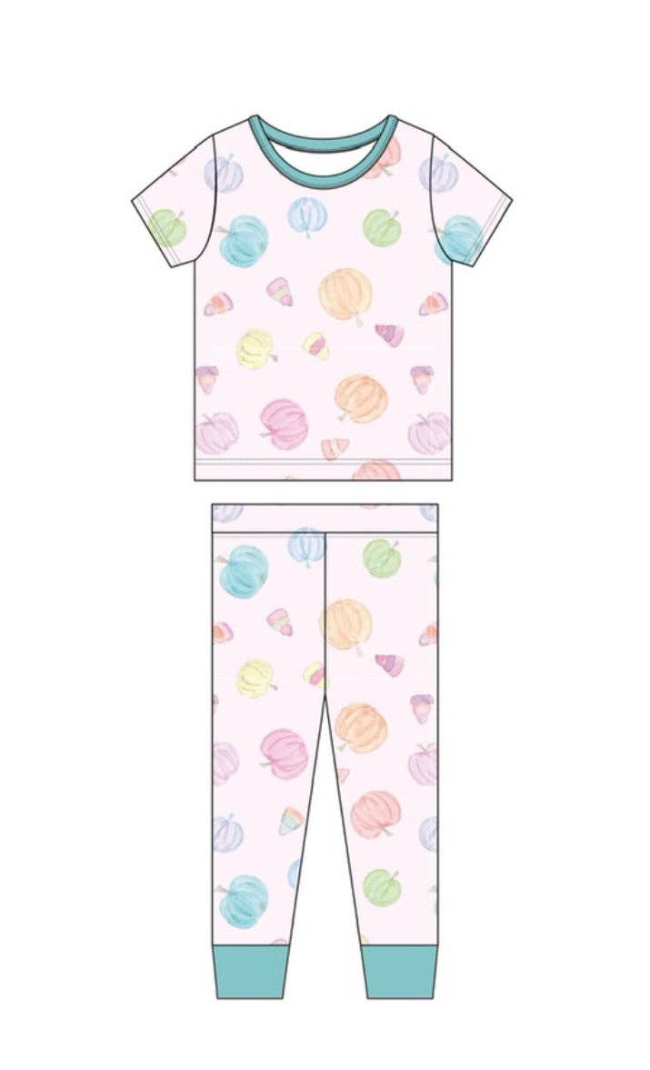 Sweet Bay Clothing - Wholesale Sleepwear Set - Kids - Pink Pumpkin Two Piece Pajama Set4
