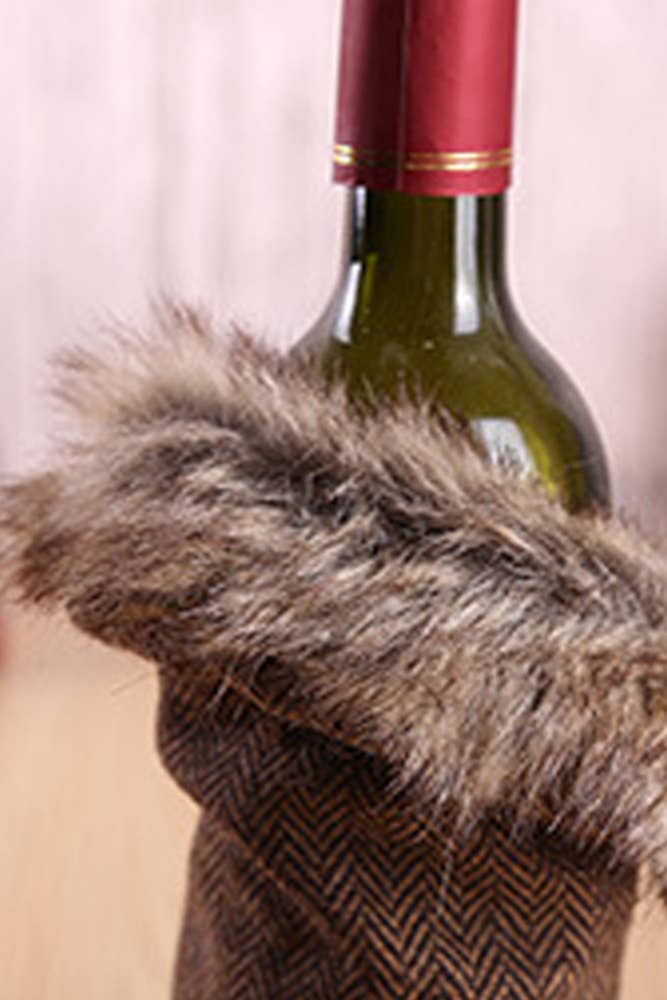 UNISHE - Wholesale Wine Gift Bag - Christmas Burlap Bow Wine Cover Home Decor ACC7732