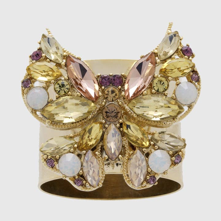 Portatovaglioli con farfalla gioiello, giallo, set di due per la vendita all'ingrosso da parte di Joanna Buchanan