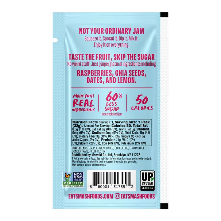 Smash Foods - Wholesale Jam/Jelly - Raspberry - Smash Single Serve Squeezies