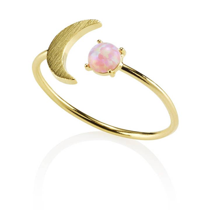 Goldring mit einem erstellten rosa Opal für den Großhandel von Namana