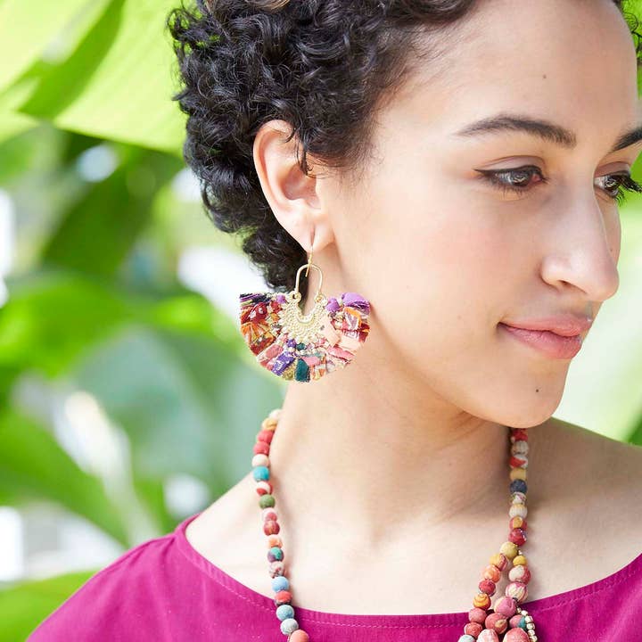 WorldFinds - Wholesale Dangle Earrings - Kantha Ornamental Chandeliers3