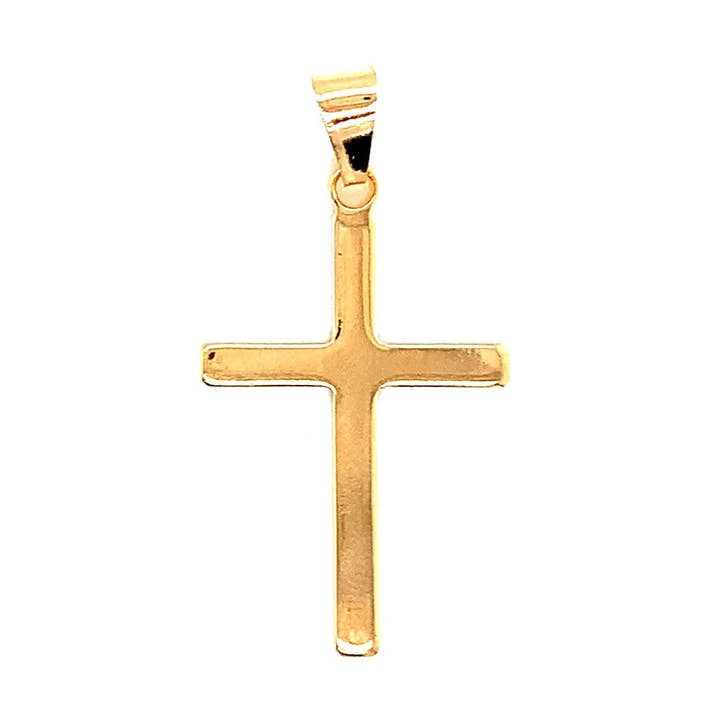 18K Gold Filled Simple Cross Pendant, Large Gold Cross For Necklace, Cross Jewelry, Christian Cross For Men, Gold Filled Chunky Cross For Chain for wholesale by The Bead Bazaar