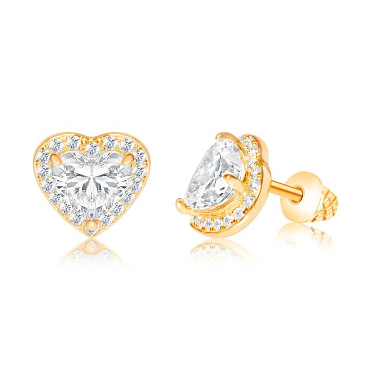 Kinder-Titan-Sicherheits-Herz-Ohrstecker mit Schraubverschluss für den Großhandel von Chanteur