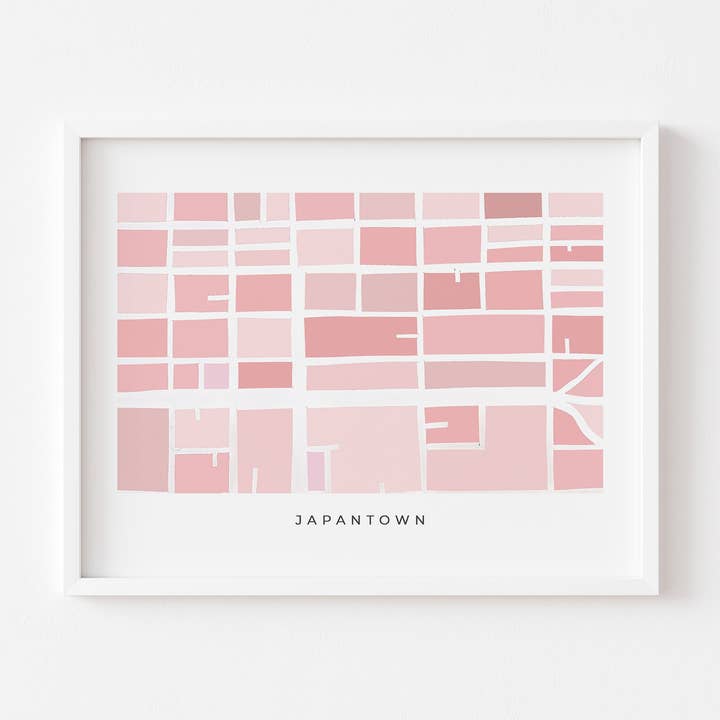 Minimalistischer Kunstkartendruck von San Francisco Japantown für den Großhandel von Faraway Places Paper