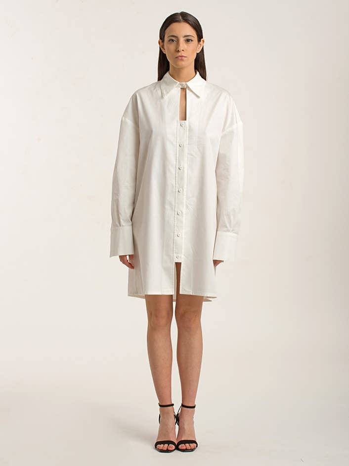 Organic cotton shirt dress for wholesale by Elisa Pozzoli