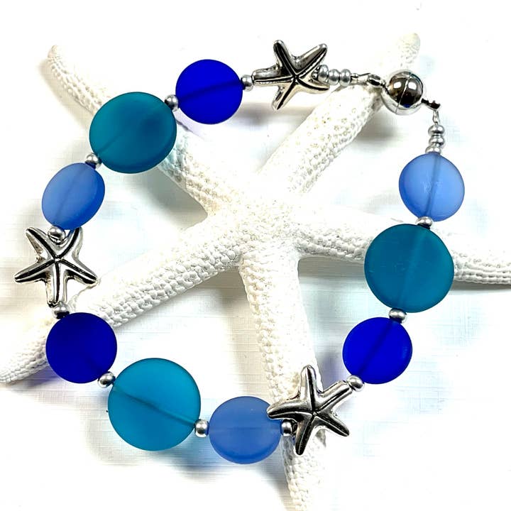 Devi Creations - Wholesale Charm/Dangle Bracelet - Sea Glass Starfish Magnetic Bracelet Assortment