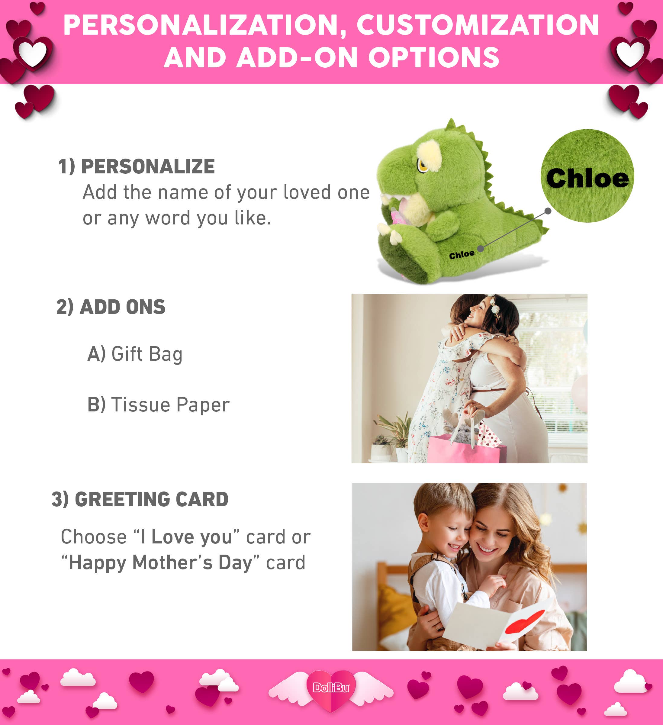 Cota Global - Wholesale Stuffed/Plush Toy - Kids & Baby - Eco-Friendly Super-Soft Plush T-Rex Dinosaur Heart1