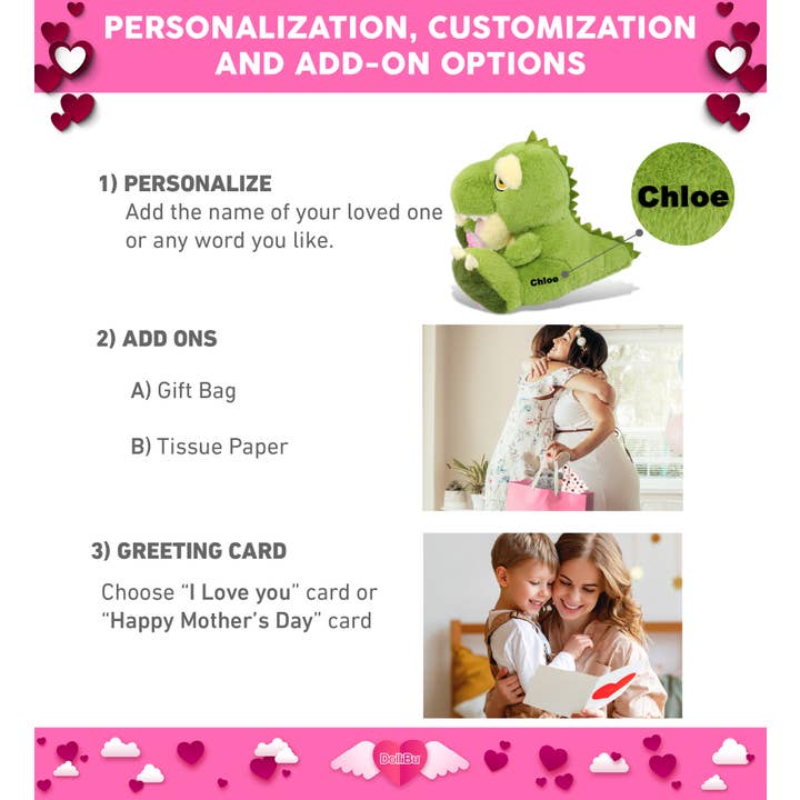 Cota Global - Wholesale Stuffed/Plush Toy - Kids & Baby - Eco-Friendly Super-Soft Plush T-Rex Dinosaur Heart1