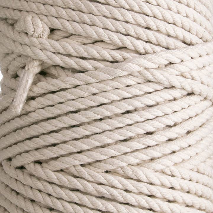 6MM 3 Strand Twisted Macrame Cotton Cord 350m length Craft Rope 5 kg NATURAL for wholesale by MB Cordas