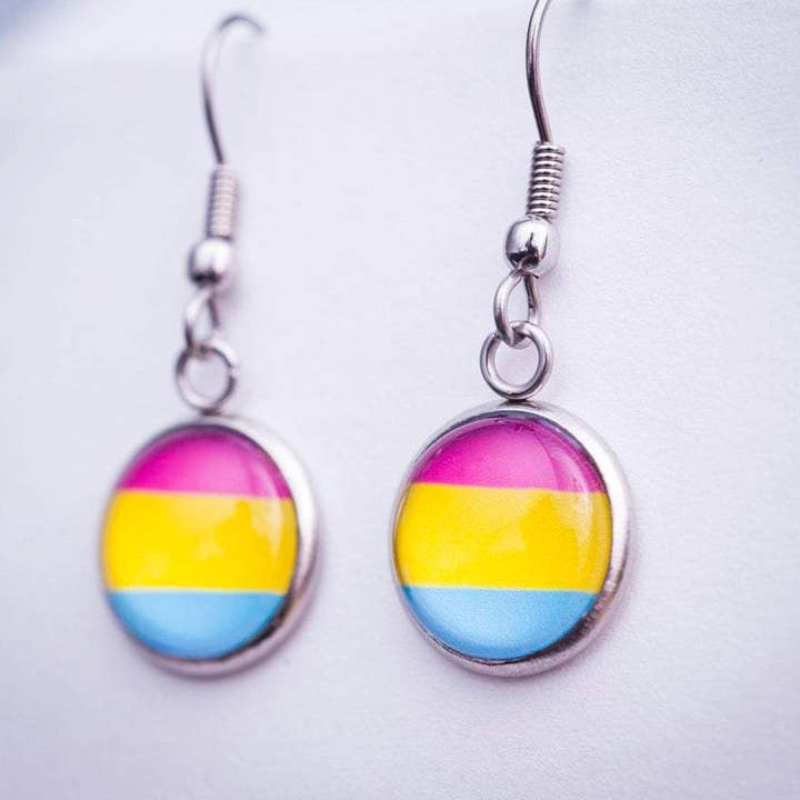 Crafty Queer Studio - Wholesale Stud/Post Earrings - Pansexual flag pride LGBTQ+ earrings - stud or dangle6