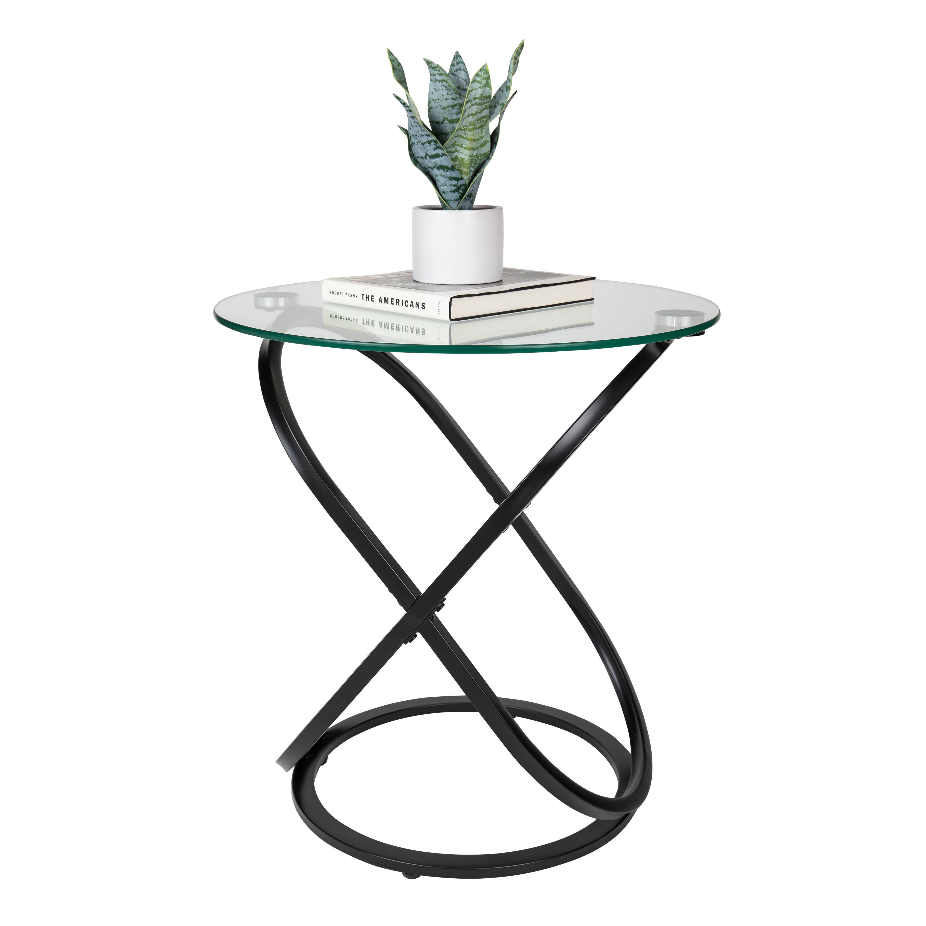 Danya B - Wholesale Side Table - Galaxy Base and Tempered Glass Round End Table1