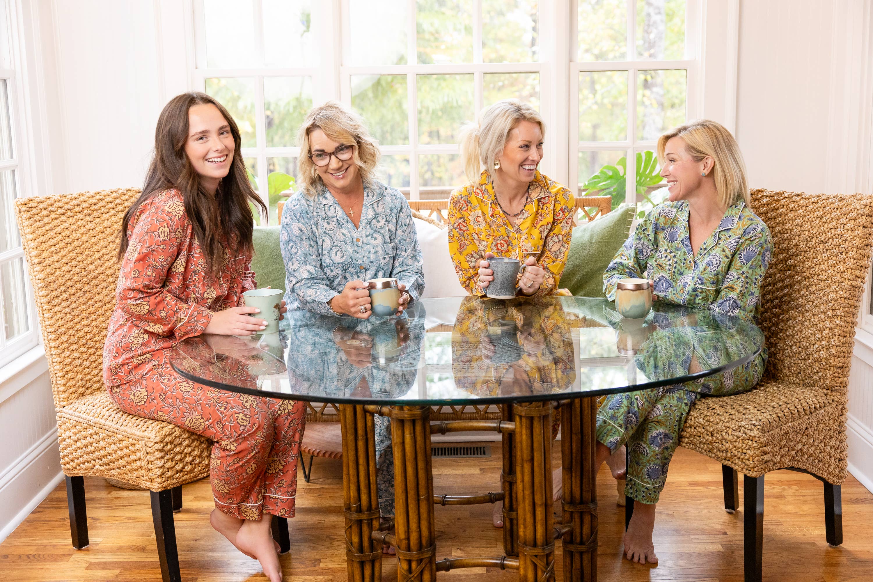 Rahab's Rope - Wholesale Sleepwear Set - Women's - Minted Motif Block Print Pajama Set - Pants1