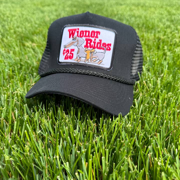 River Bent Hat Co. - Wholesale Trucker Hat - Unisex - Wiener Rides 25 Cents Black Trucker2