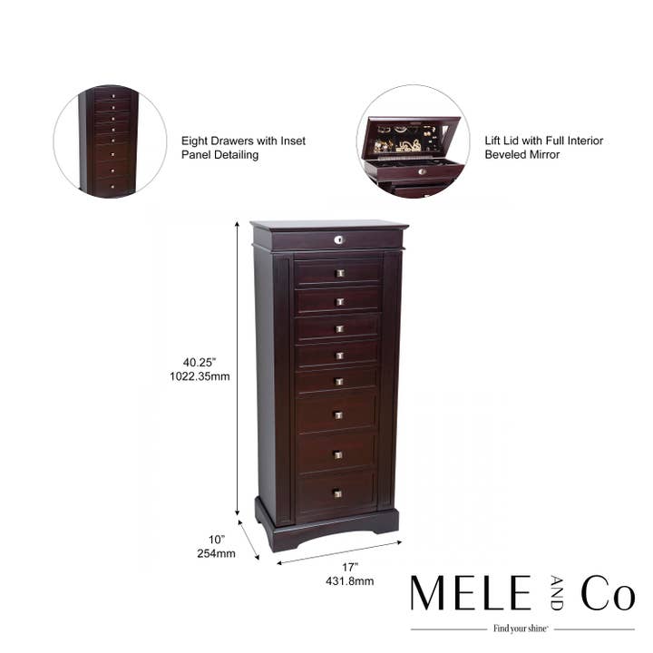 Mele and Co - Wholesale Jewelry Box/Organizer - Mele and Co Olympia Wooden Jewelry Armoire4