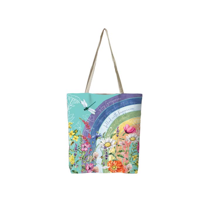 Reusable Shopping Bags - Rainbow Wildflower for wholesale by Amber Bright Creations