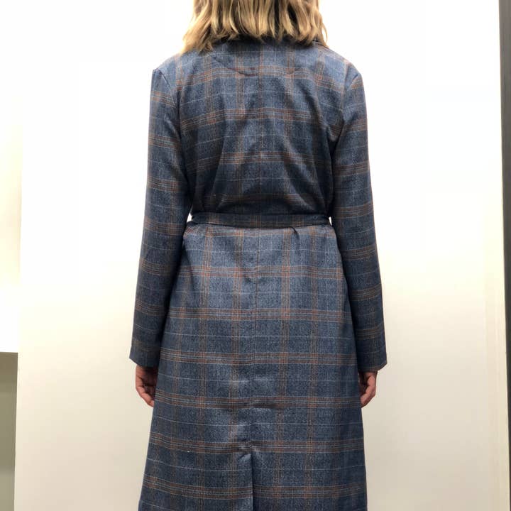 Lucca Couture - Venta al por mayor Gabardina - Mujer - LCJ3011-ADALINE GABARDINA - CUADROS DE MEZCLILLA