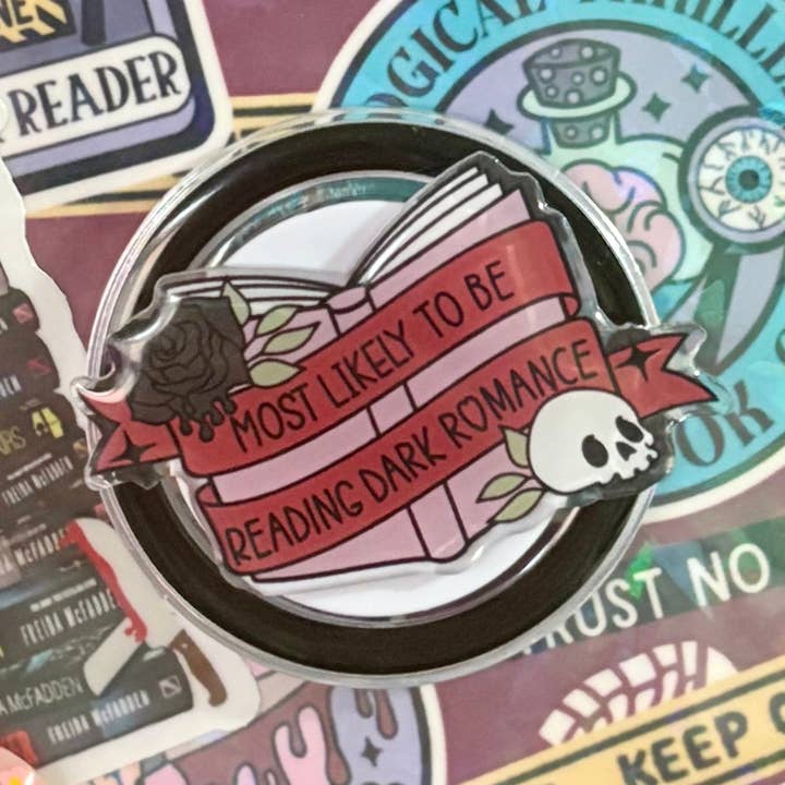 Probably Reading a Dark Romance 3M Pop Socket - Durable Phone Accessory for wholesale by Awfullynerdy.co