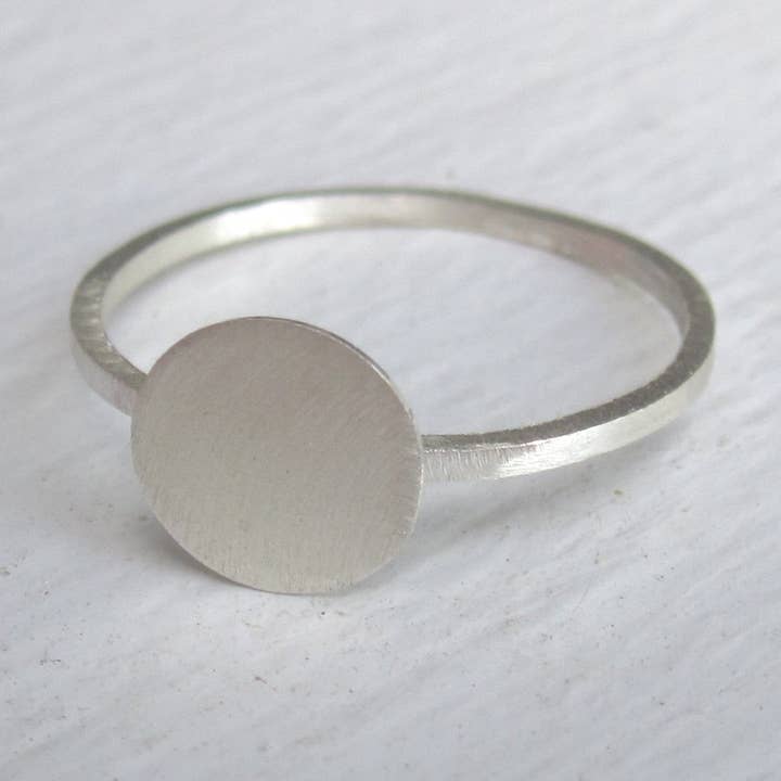 Stylish and Distinctive - Hand-Made Solid Silver Circle Disk Ring - 0112 for wholesale by Virginia Wynne Designs