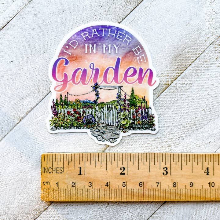 BarnHouse Studios - Wholesale Sticker - "I’d Rather Be In My Garden", 3” Vinyl Die Cut Sticker