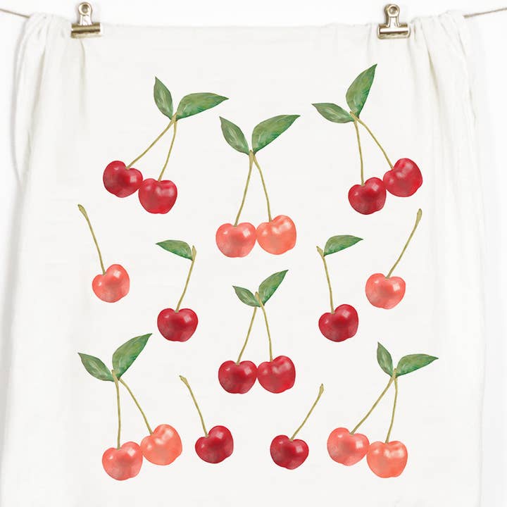 Cherries Tea Towel for wholesale by Honey Brush Design®