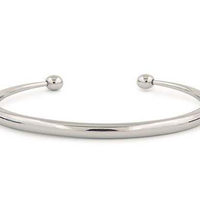 Bracciale in argento liscio e lucido con estremità a sfera, graduato. per la vendita all'ingrosso da parte di S&A Fashions